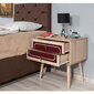 Naktinis staliukas Kalune Design 869, 61 cm, raudonos/ąžuolo spalvos kaina ir informacija | Spintelės prie lovos | pigu.lt