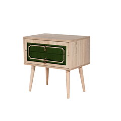 Ночной столик Kalune Design 869, 61 см, зеленый/дуб цена и информация | Прикроватные тумбочки | pigu.lt