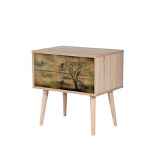 Ночной столик Kalune Design 863 (VIII), 61 см, дуб/темно-зеленый цена и информация | Прикроватные тумбочки | pigu.lt