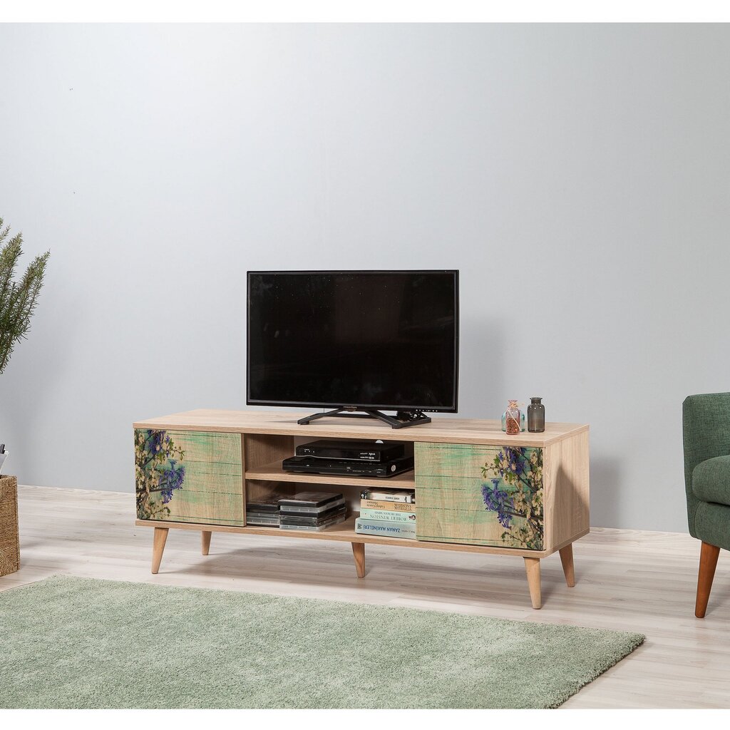 TV staliukas Kalune Design 863(I), žalia/ąžuolo spalvos kaina ir informacija | TV staliukai | pigu.lt