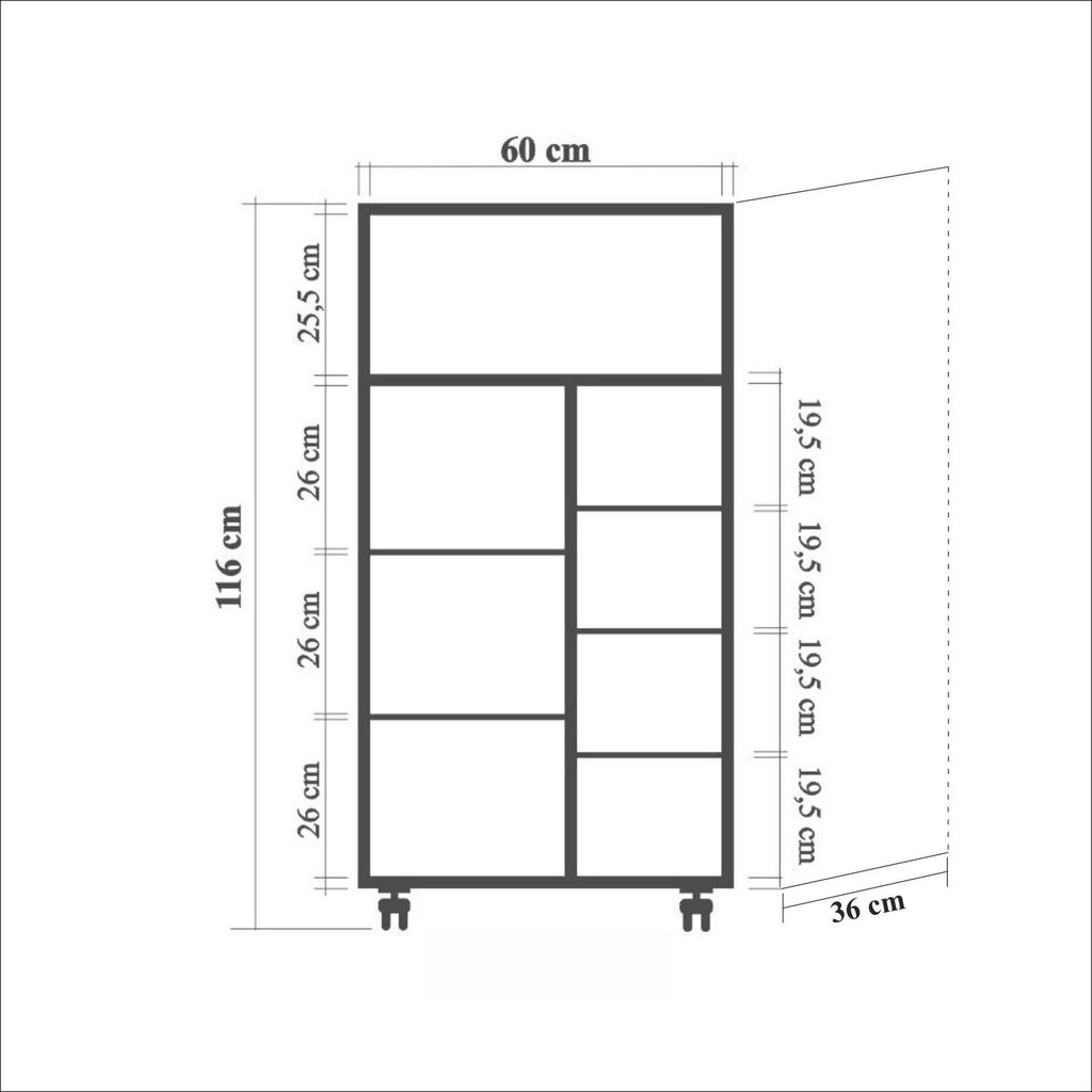 Virtuvinė spintelė ant ratukų Kalune Design 869, smėlio spalvos/ąžuolo spalvos цена и информация | Virtuvinės spintelės | pigu.lt