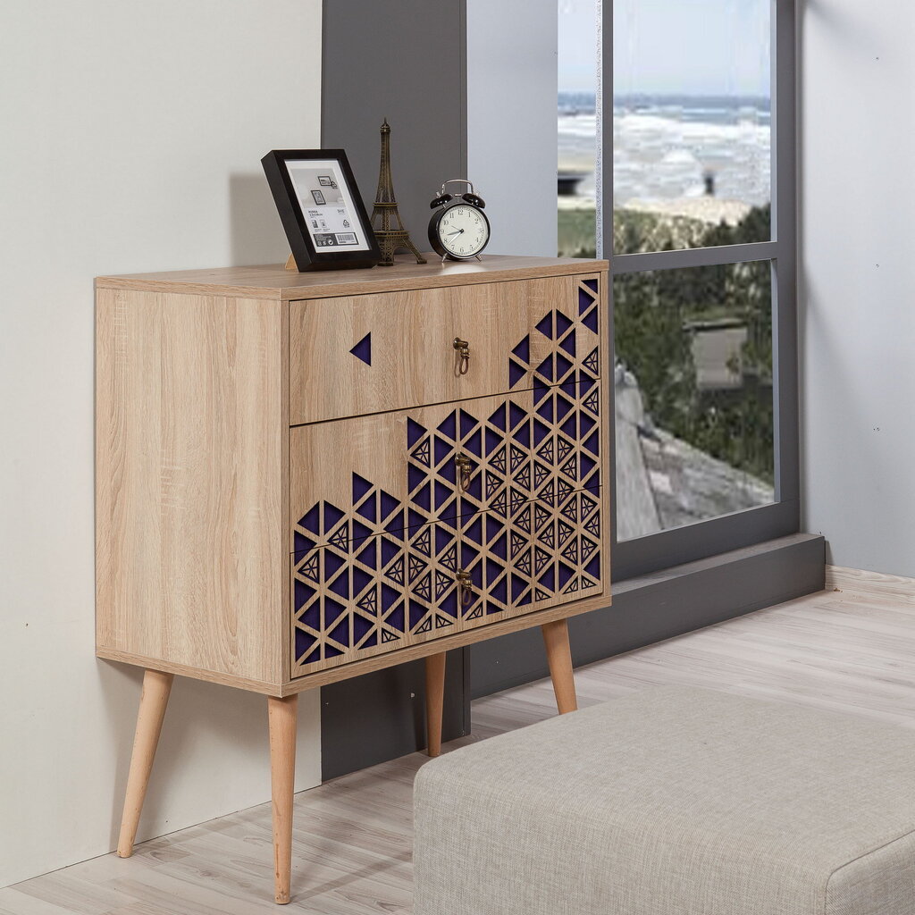 Komoda Kalune Design Dresser 3431, ąžuolo spalvos/violetinė kaina ir informacija | Komodos | pigu.lt