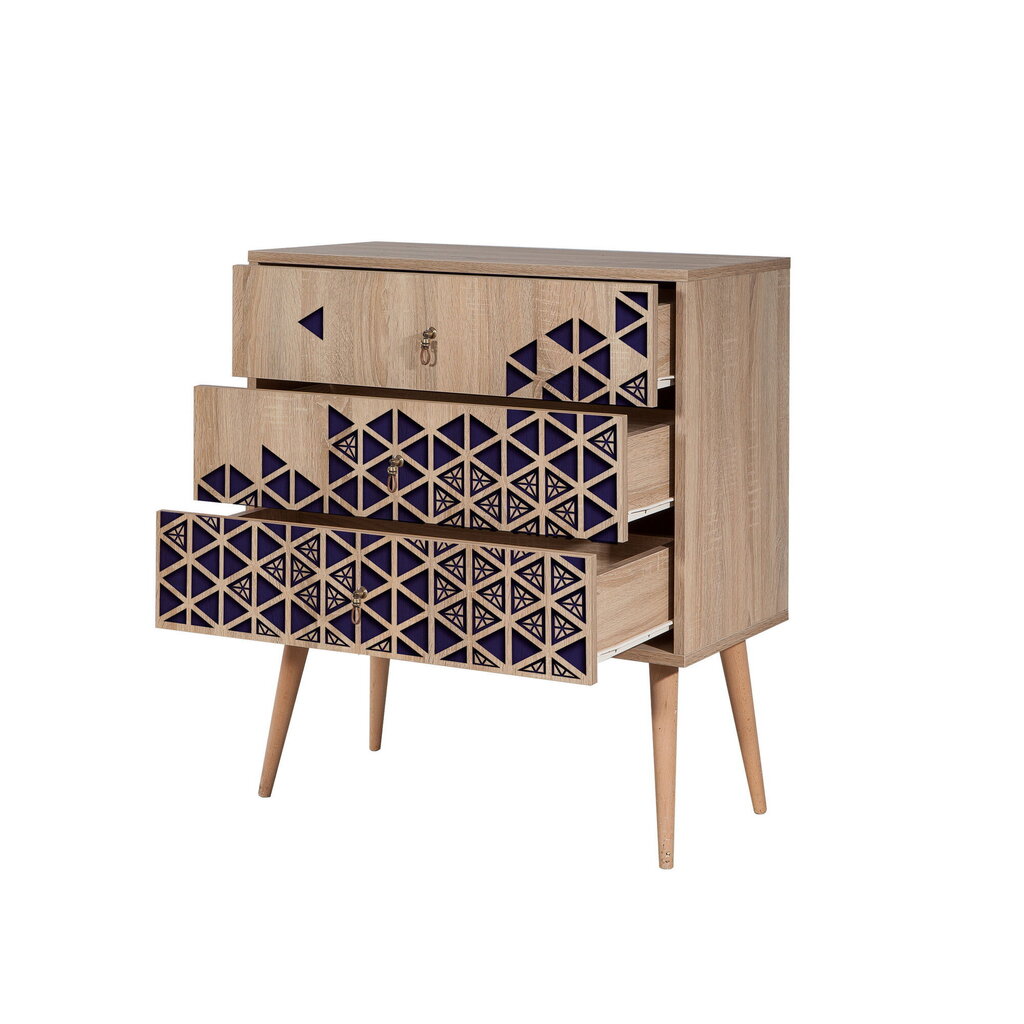 Komoda Kalune Design Dresser 3431, ąžuolo spalvos/violetinė kaina ir informacija | Komodos | pigu.lt