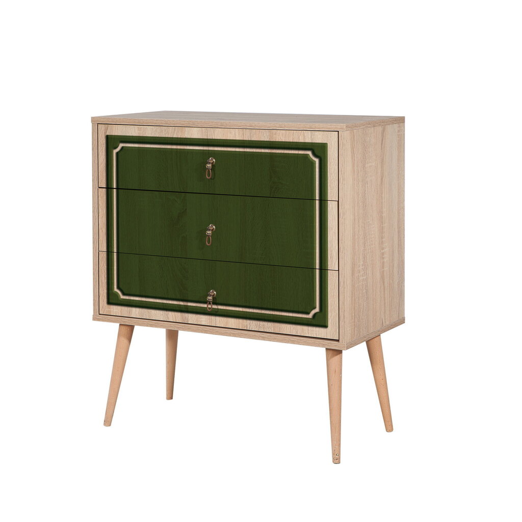 Komoda Kalune Design Dresser 3439, ąžuolo spalvos/žalia цена и информация | Komodos | pigu.lt