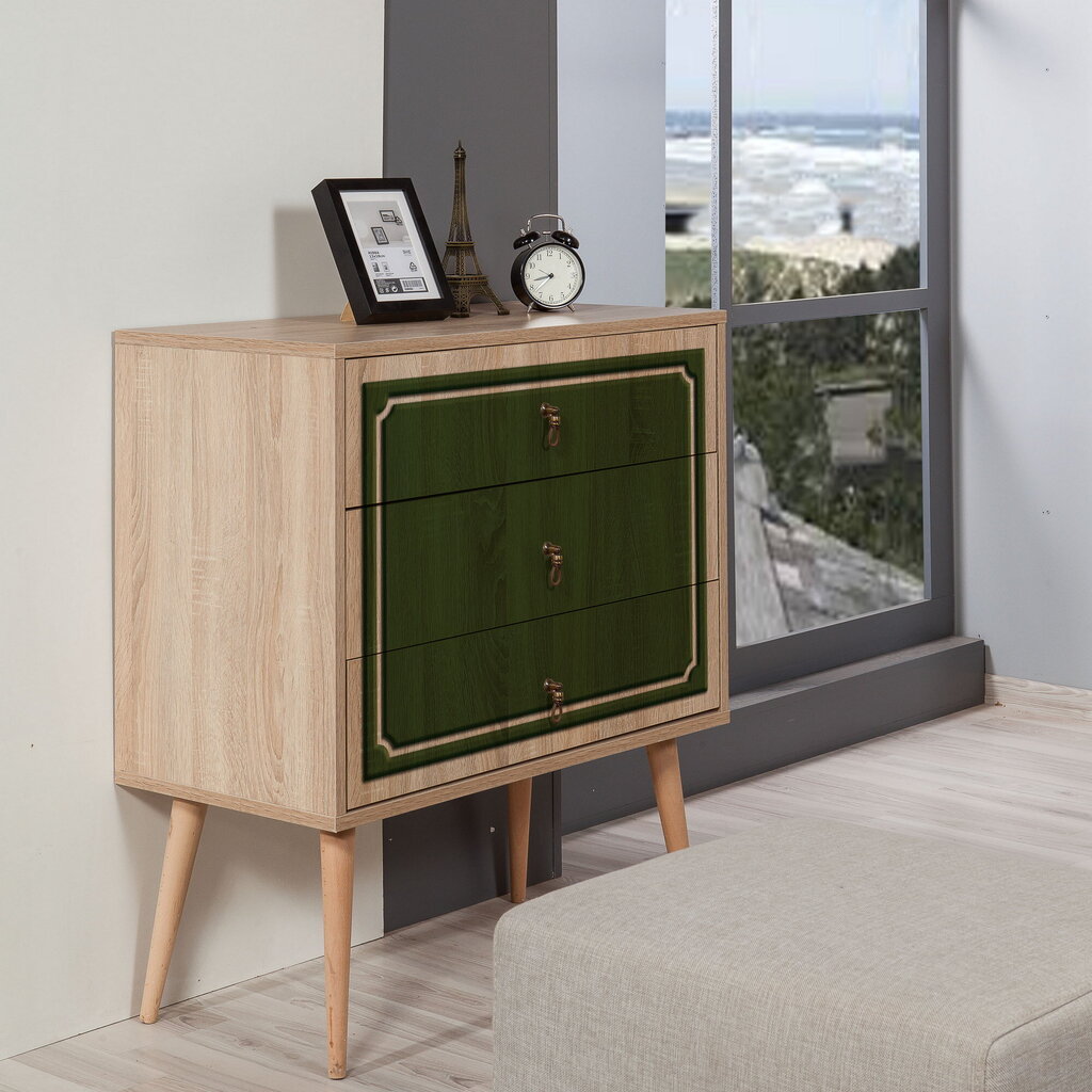 Komoda Kalune Design Dresser 3439, ąžuolo spalvos/žalia цена и информация | Komodos | pigu.lt