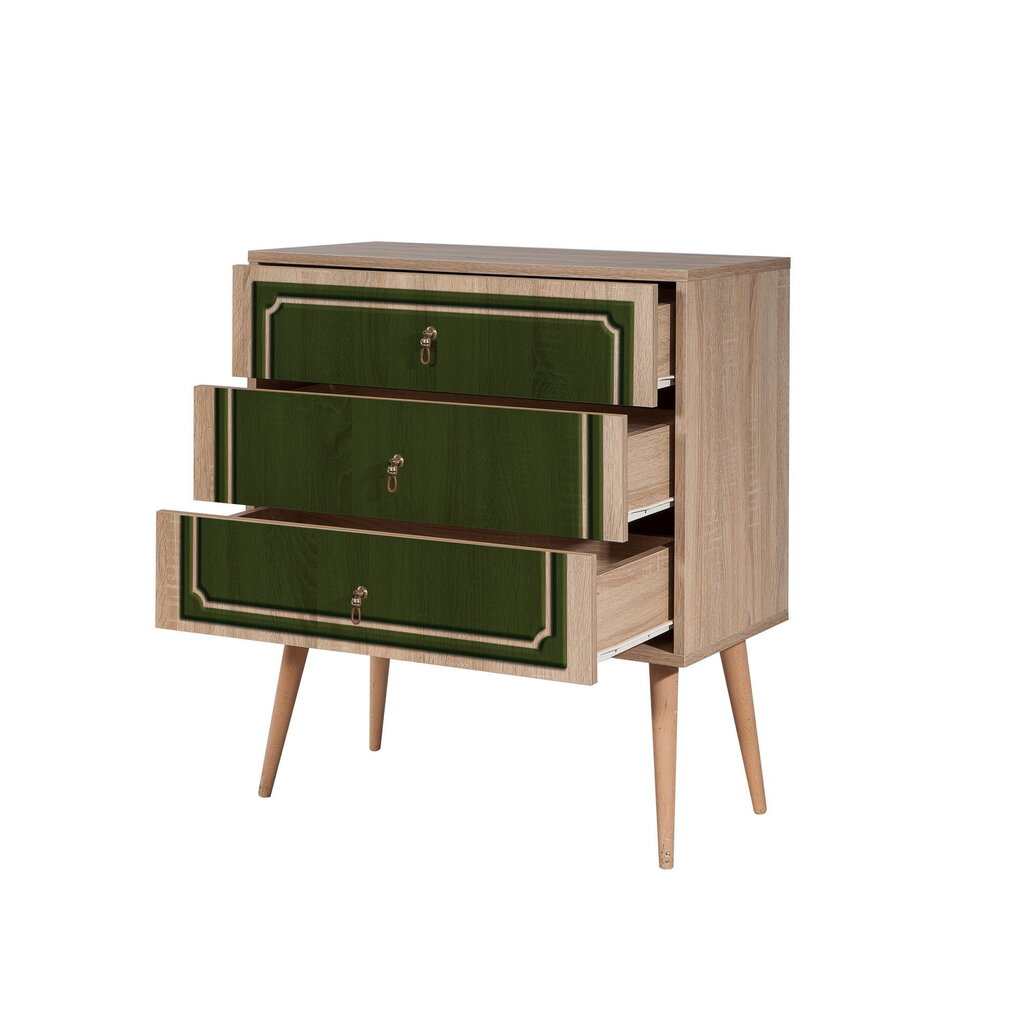 Komoda Kalune Design Dresser 3439, ąžuolo spalvos/žalia цена и информация | Komodos | pigu.lt