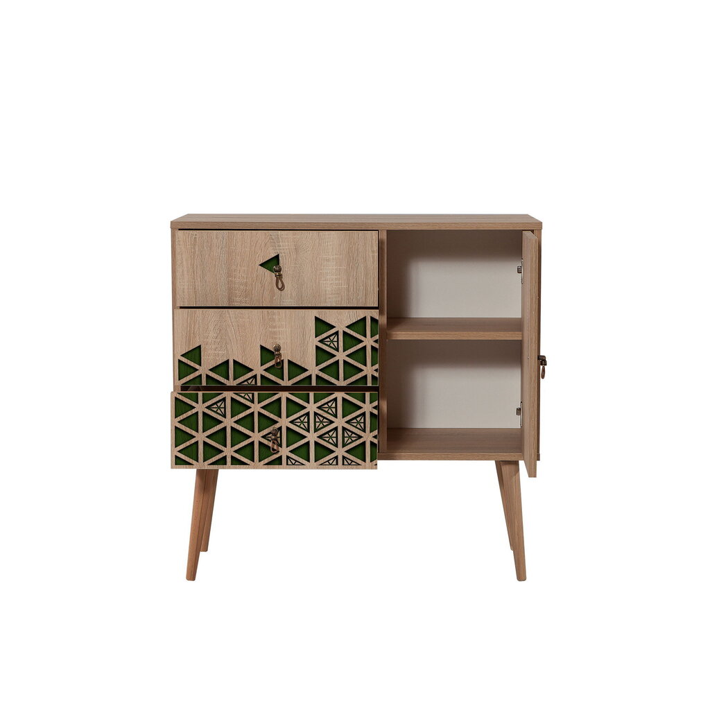 Komoda Kalune Design Dresser 3441, ąžuolo spalvos/žalia kaina ir informacija | Komodos | pigu.lt