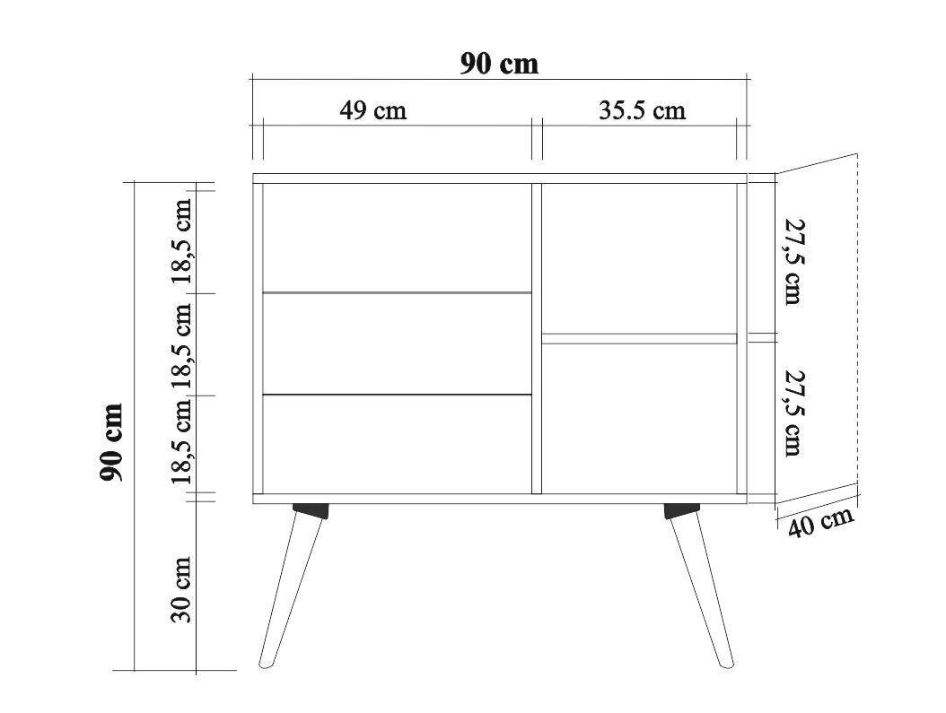 Komoda Kalune Design Dresser 3442, ąžuolo spalvos/raudona kaina ir informacija | Komodos | pigu.lt