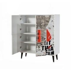 Шкаф Kalune Design 869, 111 см, белый/красный цена и информация | Шкафчики в гостиную | pigu.lt