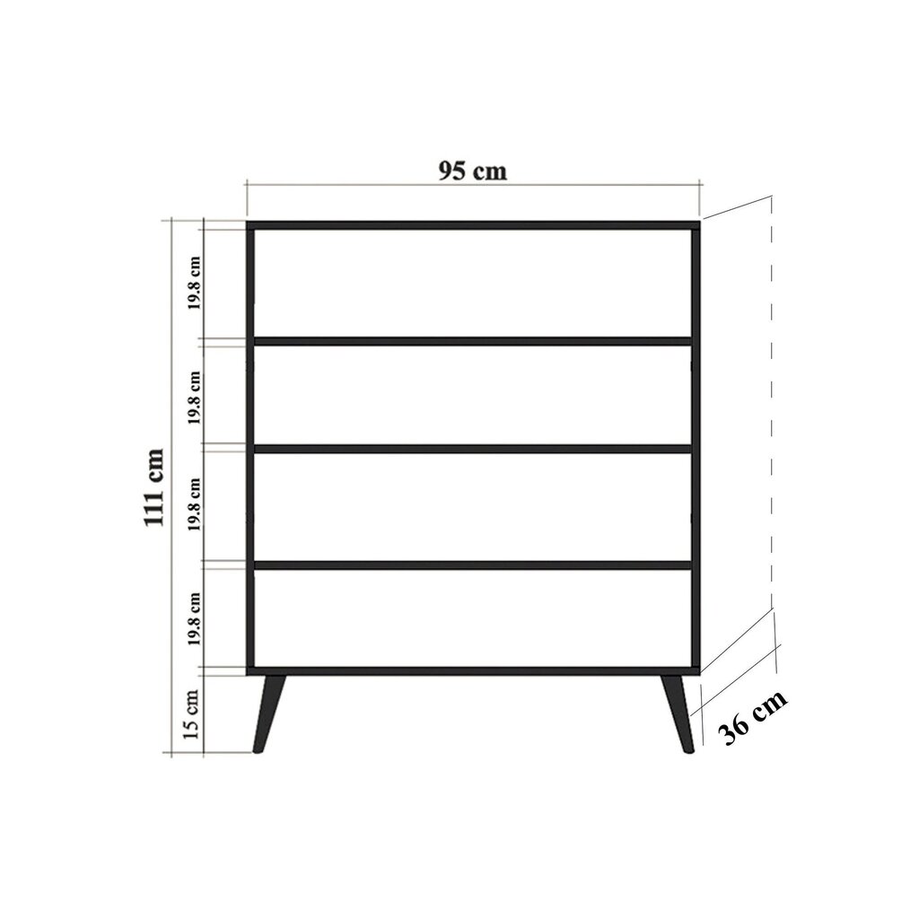 Spintelė Kalune Design 869, 111 cm, balta/raudona kaina ir informacija | Svetainės spintelės | pigu.lt