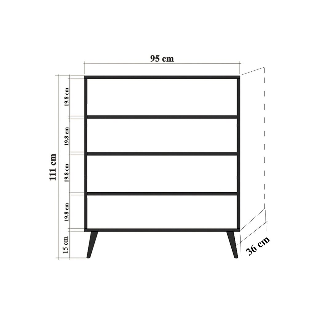 Spintelė Kalune Design 869 (I), 111 cm, balta/juoda kaina ir informacija | Svetainės spintelės | pigu.lt