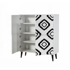 Шкаф Kalune Design 869, 111 см, белый/черный цена и информация | Шкафчики в гостиную | pigu.lt