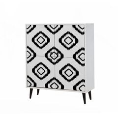 Шкаф Kalune Design 869, 111 см, белый/черный цена и информация | Шкафчики в гостиную | pigu.lt