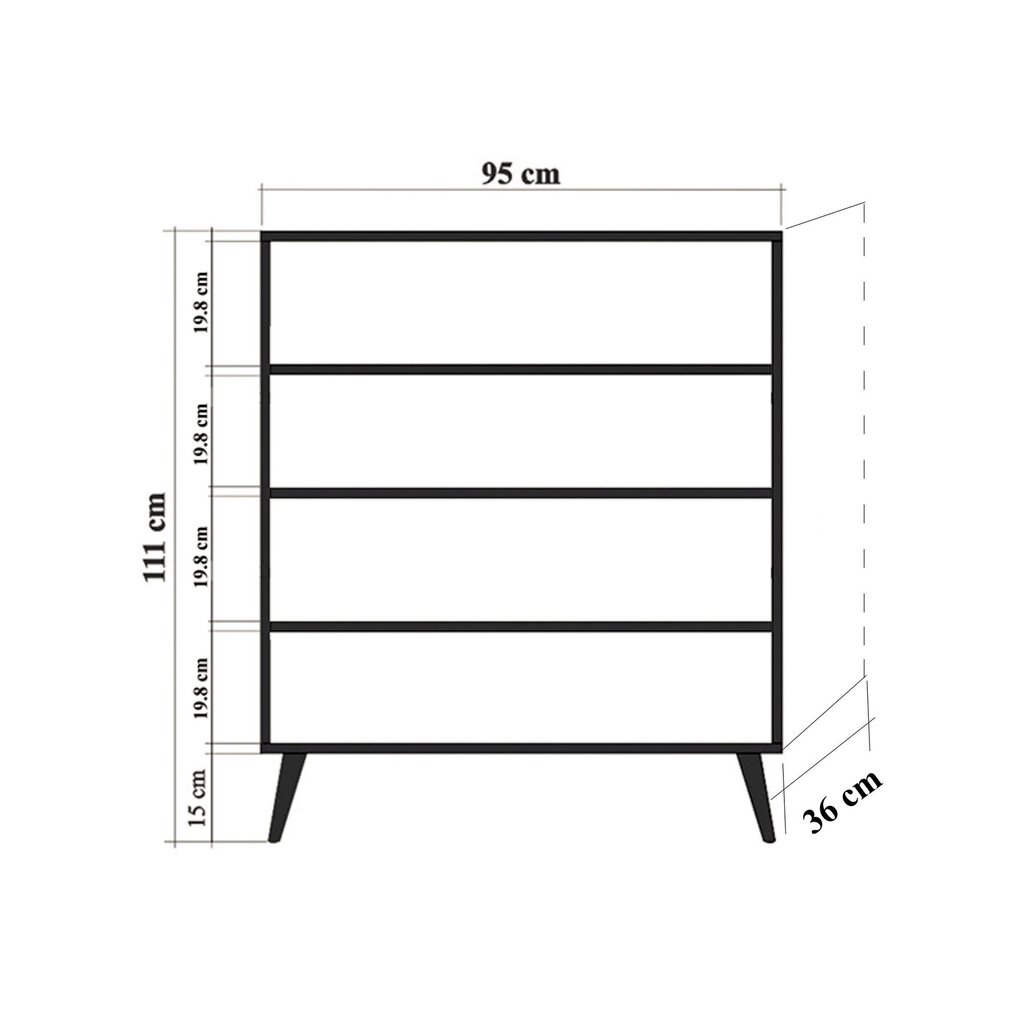 Spintelė Kalune Design 863 (I), 111 cm, ąžuolo spalvos/raudona цена и информация | Svetainės spintelės | pigu.lt