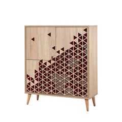 Шкаф Kalune Design 863 (I), 111 см, красный/дуб цена и информация | Шкафчики в гостиную | pigu.lt