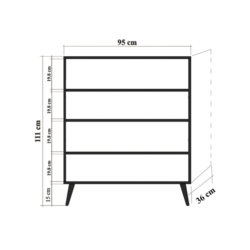 Spintelė Kalune Design 863 (I), 111 cm, ąžuolo spalvos/oranžinė kaina ir informacija | Svetainės spintelės | pigu.lt