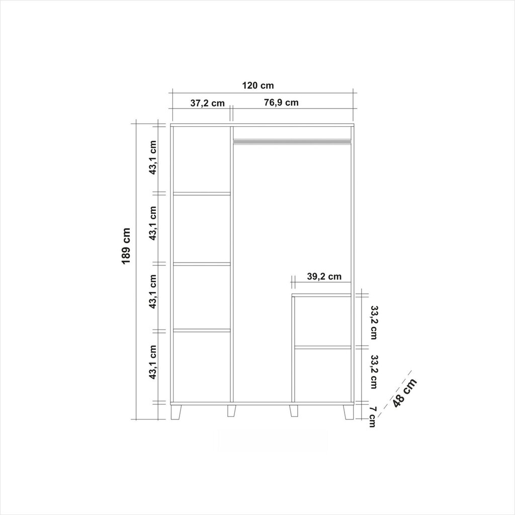 Spinta Kalune Design Wardrobe 869 (III), 120 cm, balta kaina ir informacija | Spintos | pigu.lt