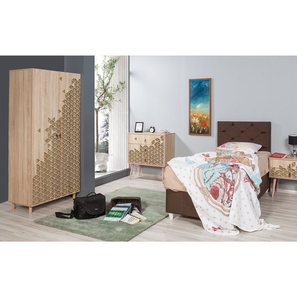 Spinta Kalune Design Wardrobe 863 (I), 90 cm, ąžuolo spalvos/geltona цена и информация | Spintos | pigu.lt