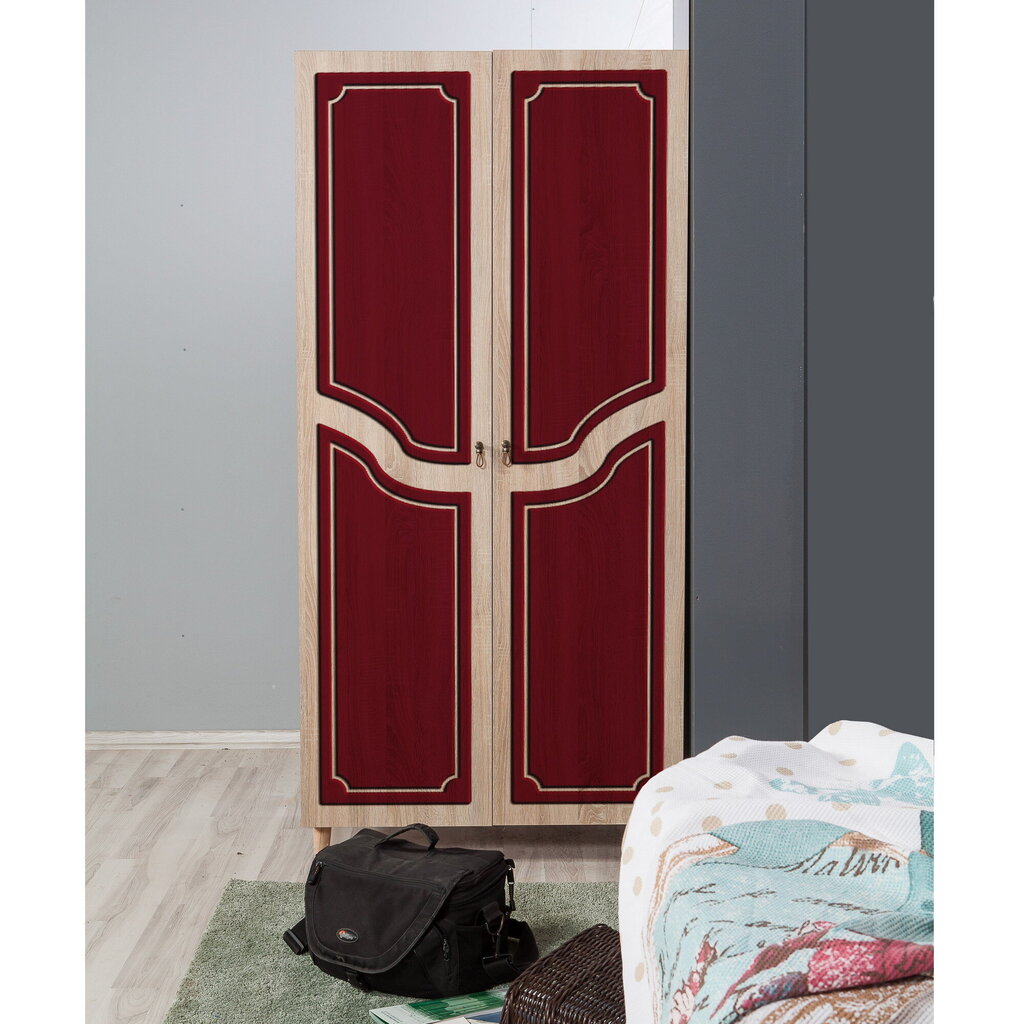 Spinta Kalune Design Wardrobe 869 (IV), 90 cm, ąžuolo spalvos/raudona цена и информация | Spintos | pigu.lt