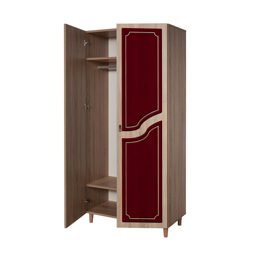 Spinta Kalune Design Wardrobe 869 (IV), 90 cm, ąžuolo spalvos/raudona цена и информация | Spintos | pigu.lt