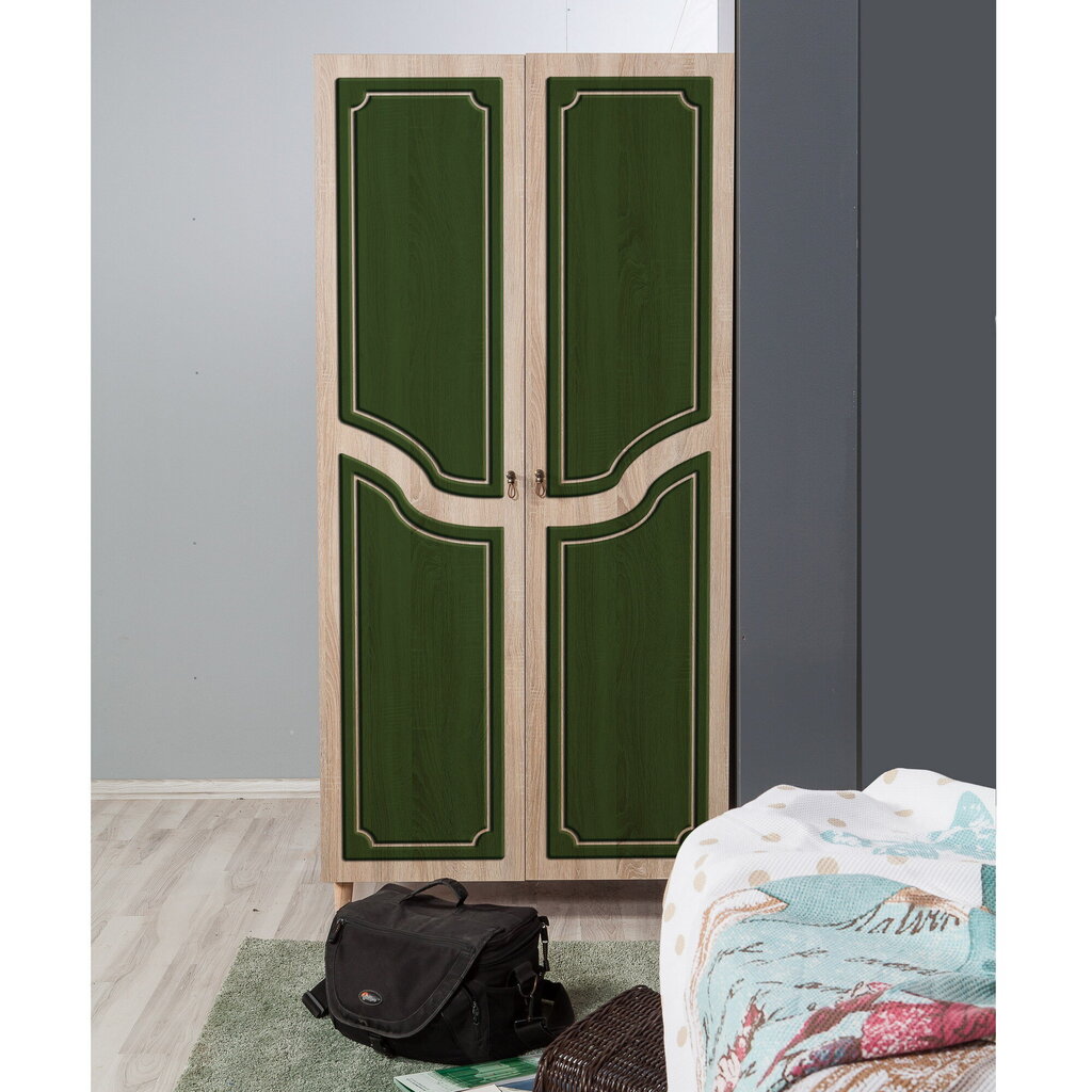 Spinta Kalune Design Wardrobe 869 (IV), 90 cm, ąžuolo spalvos/tamsiai žalia цена и информация | Spintos | pigu.lt