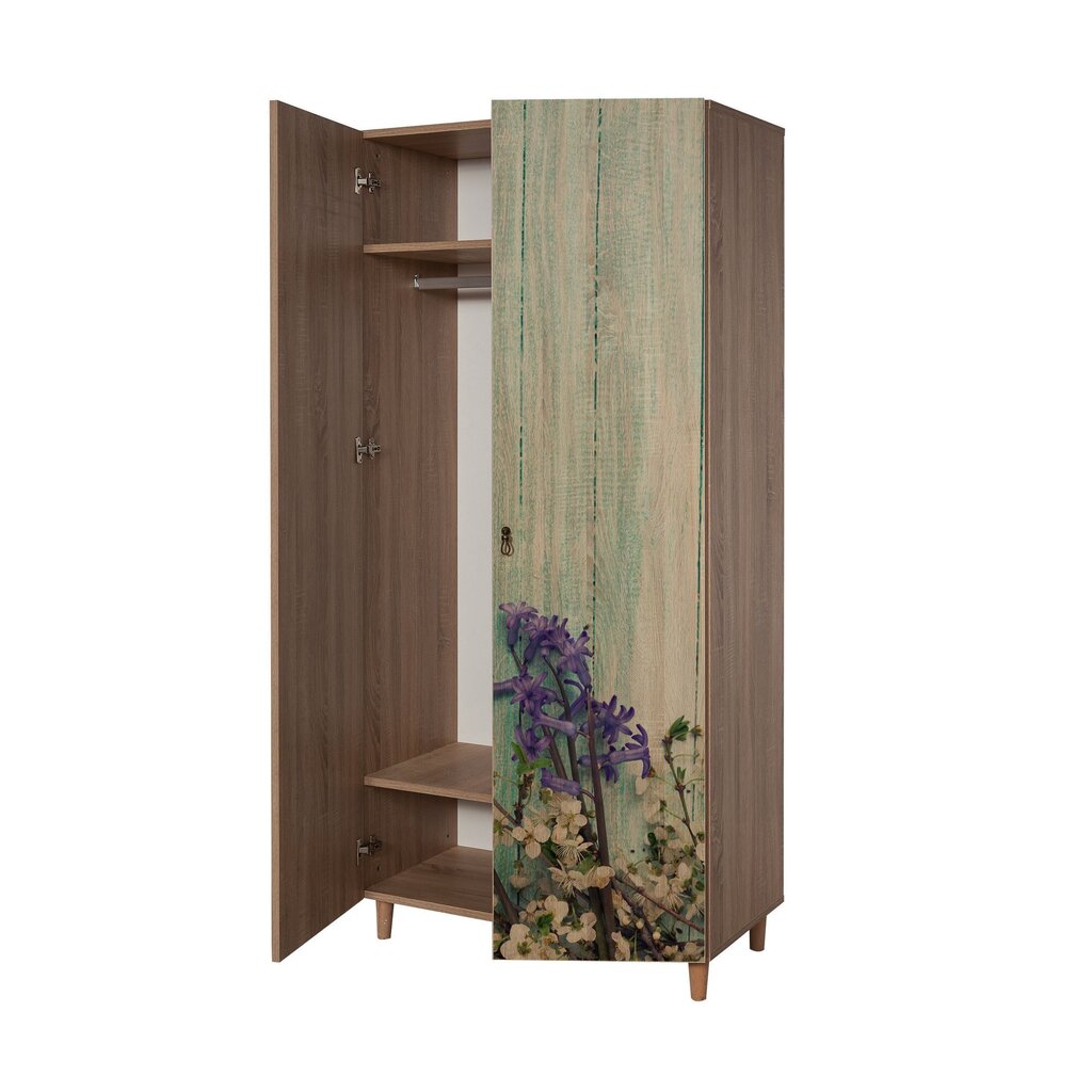 Spinta Kalune Design Wardrobe 863 (I), 90 cm, ąžuolo spalvos/žalia kaina ir informacija | Spintos | pigu.lt