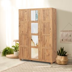 Шкаф Kalune Design Wardrobe 869 (III) с зеркалом, 120 см, светло-коричневый цена и информация | Шкафы | pigu.lt