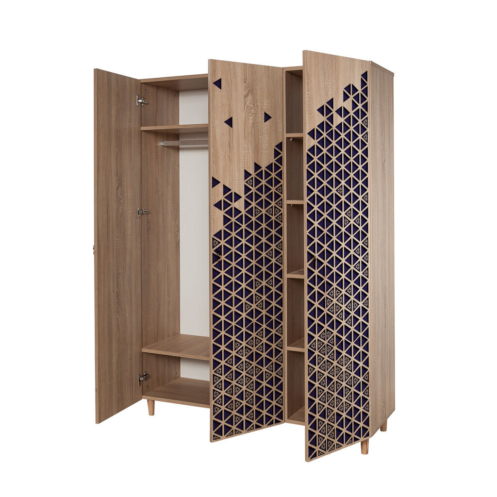 Spinta Kalune Design Wardrobe 863 (VI), 135 cm, ąžuolo spalvos/mėlyna kaina ir informacija | Spintos | pigu.lt