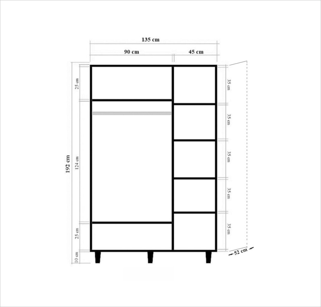 Spinta Kalune Design Wardrobe 863 (VI), 135 cm, ąžuolo spalvos/mėlyna kaina ir informacija | Spintos | pigu.lt