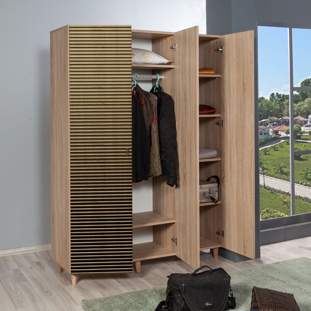 Spinta Kalune Design Wardrobe 863 (VI), 135 cm, ąžuolo spalvos/geltonos spalvos kaina ir informacija | Spintos | pigu.lt