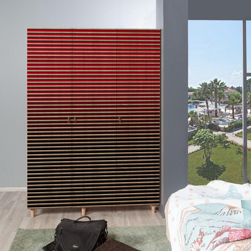 Spinta Kalune Design Wardrobe 863 (VI), 135 cm, raudona цена и информация | Spintos | pigu.lt