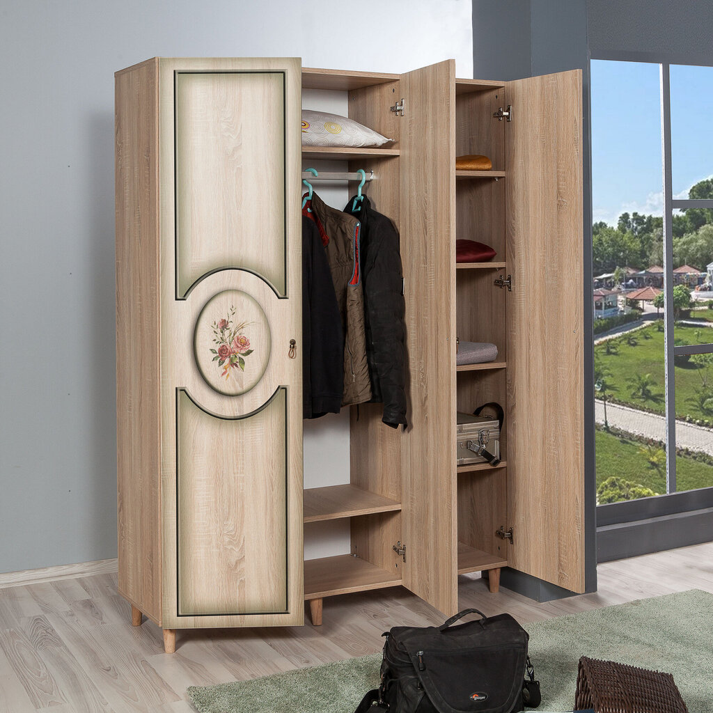 Spinta Kalune Design Wardrobe 863 (VI), 135 cm, ąžuolo spalvos/žalia цена и информация | Spintos | pigu.lt