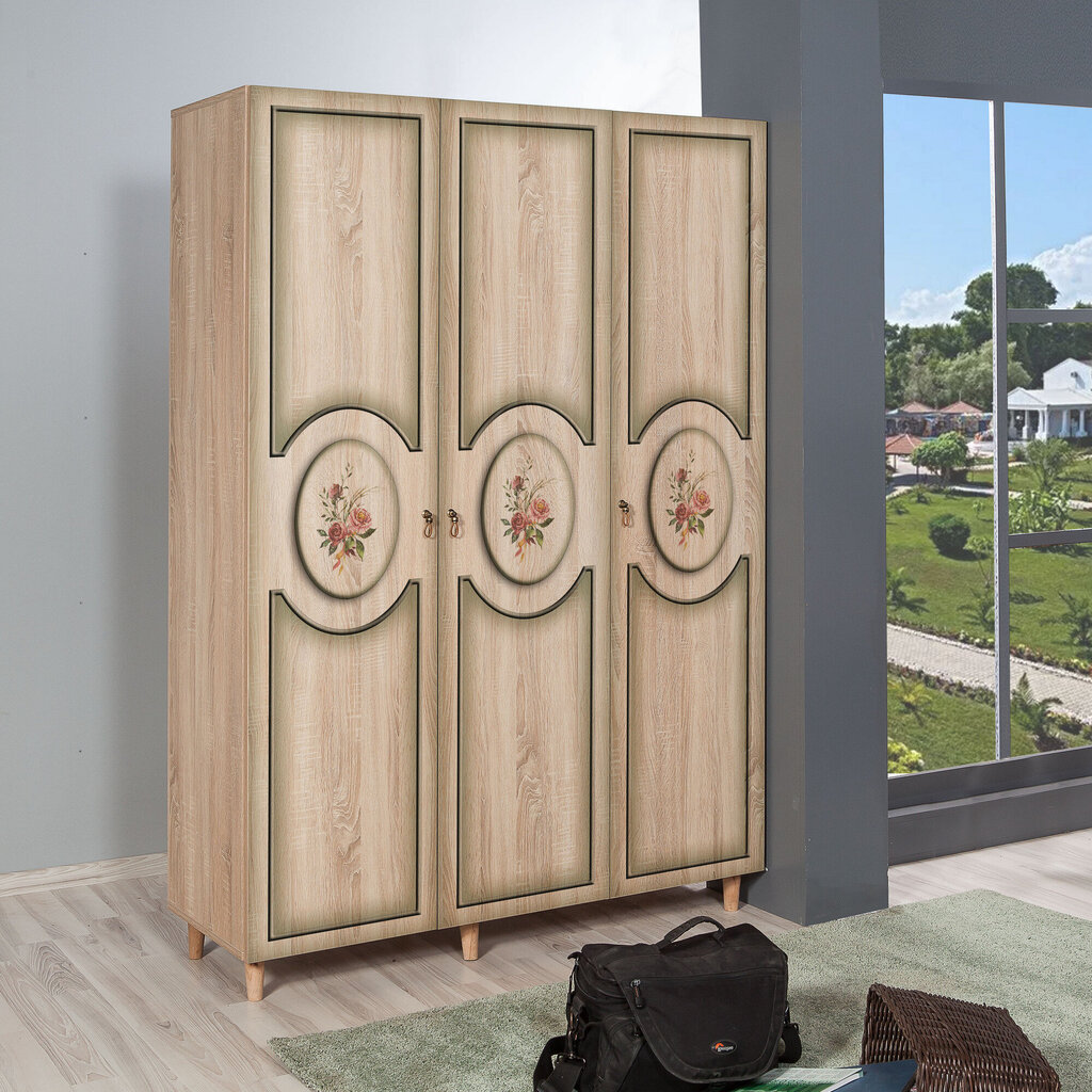 Spinta Kalune Design Wardrobe 863 (VI), 135 cm, ąžuolo spalvos/žalia цена и информация | Spintos | pigu.lt