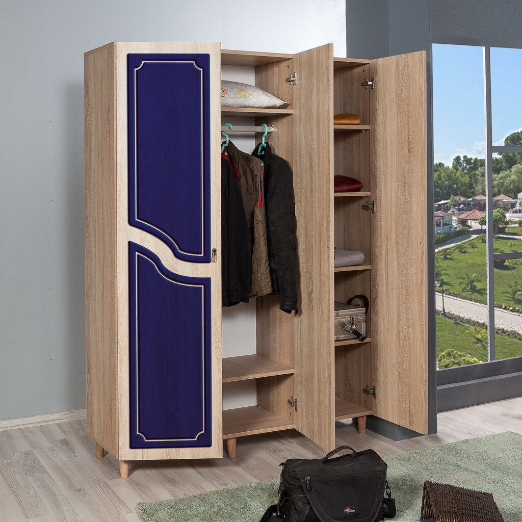 Spinta Kalune Design Wardrobe 863 (VI), 135 cm, ąžuolo spalvos/tamsiai mėlyna цена и информация | Spintos | pigu.lt