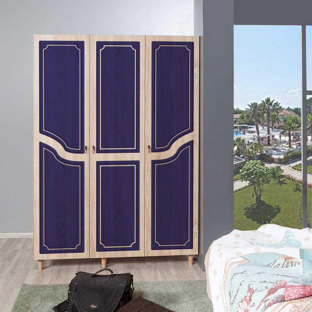 Spinta Kalune Design Wardrobe 863 (VI), 135 cm, ąžuolo spalvos/tamsiai mėlyna kaina ir informacija | Spintos | pigu.lt