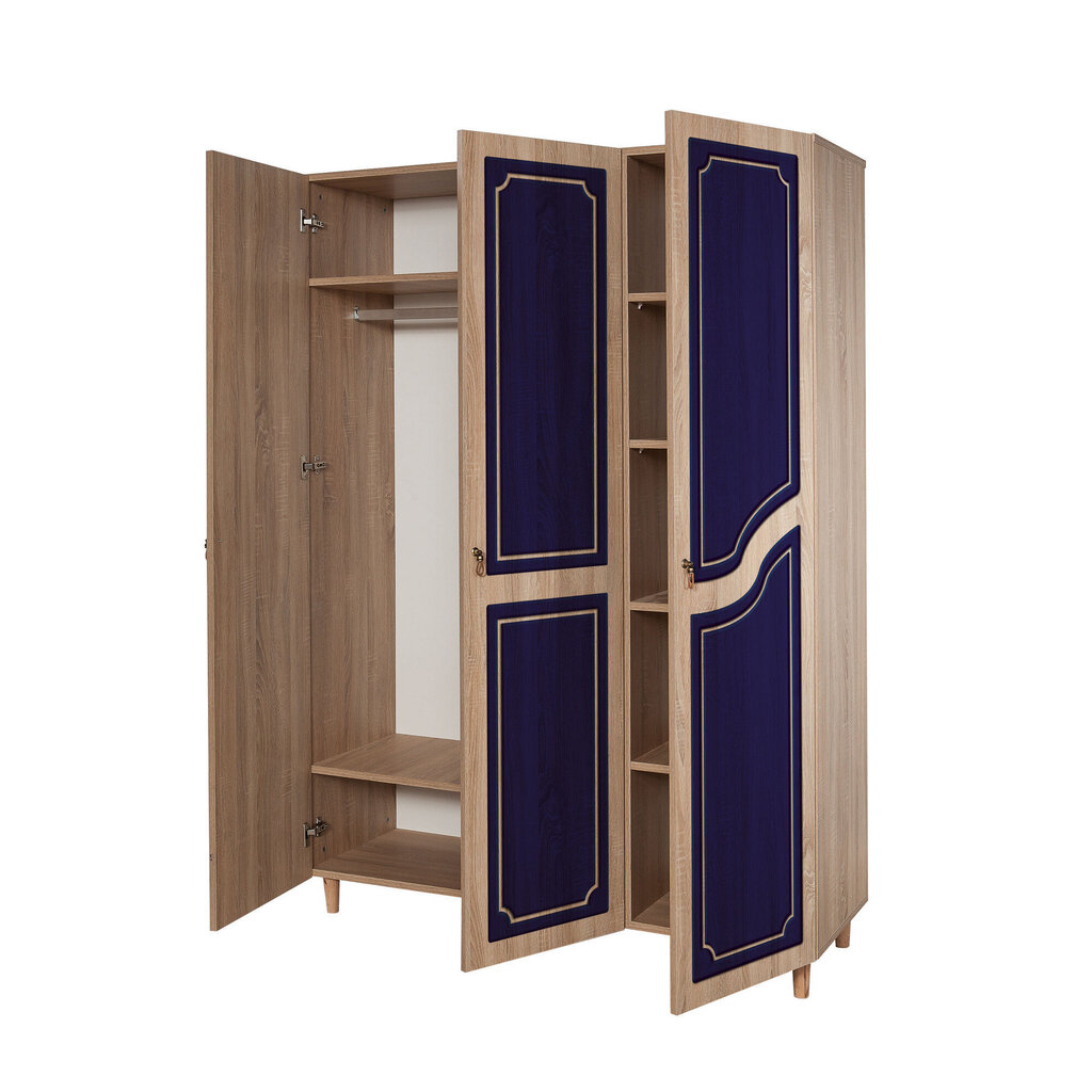 Spinta Kalune Design Wardrobe 863 (VI), 135 cm, ąžuolo spalvos/tamsiai mėlyna цена и информация | Spintos | pigu.lt
