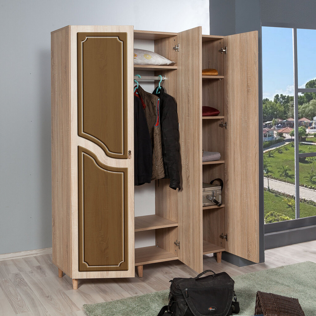Spinta Kalune Design Wardrobe 863 (VI), 135 cm, ąžuolo spalvos/tamsiai ruda kaina ir informacija | Spintos | pigu.lt
