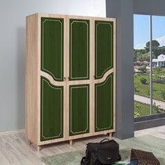 Шкаф Kalune Design Wardrobe 863 (VI), 135 см, дуб/темно-зеленый цена и информация | Шкафы | pigu.lt