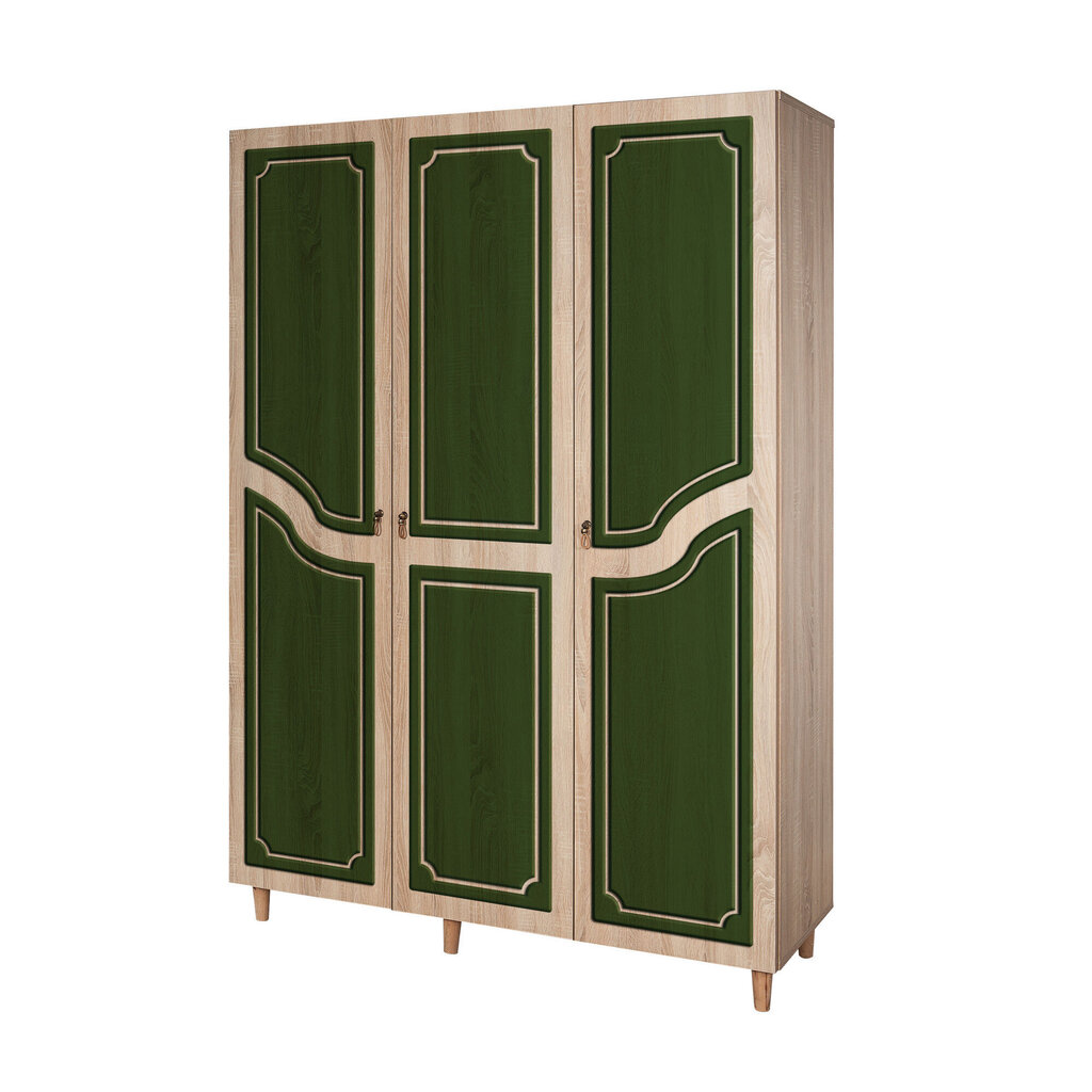 Spinta Kalune Design Wardrobe 863 (VI), 135 cm, ąžuolo spalvos/tamsiai žalia kaina ir informacija | Spintos | pigu.lt