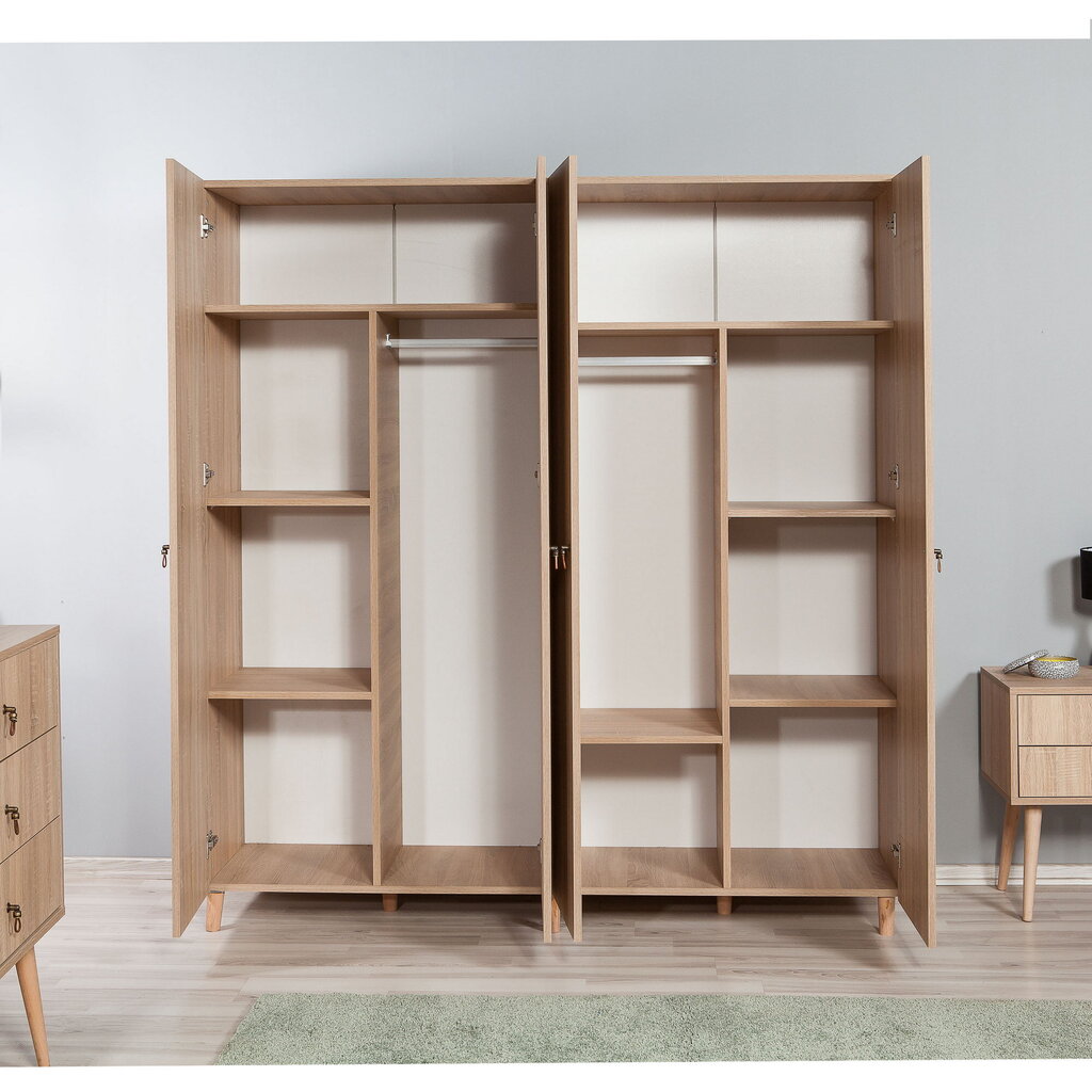 Spinta Kalune Design Wardrobe 869 (V), 180 cm, ąžuolo spalvos/geltona kaina ir informacija | Spintos | pigu.lt