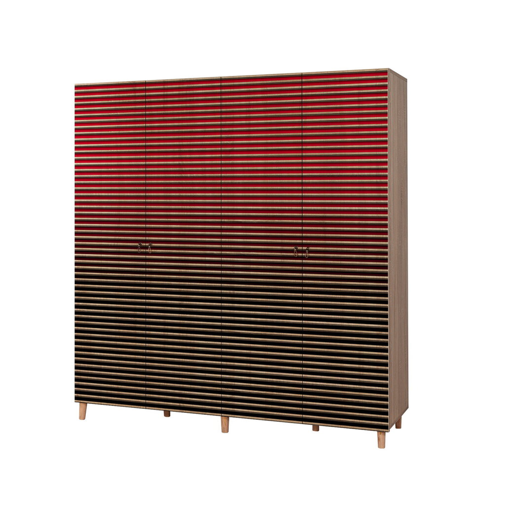 Spinta Kalune Design Wardrobe 869 (V), 180 cm, ąžuolo spalva/raudona цена и информация | Spintos | pigu.lt