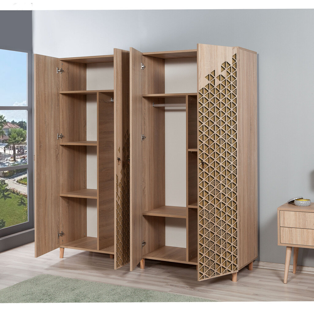 Spinta Kalune Design Wardrobe 863 (II), 180 cm, ąžuolo spalvos/geltona kaina ir informacija | Spintos | pigu.lt