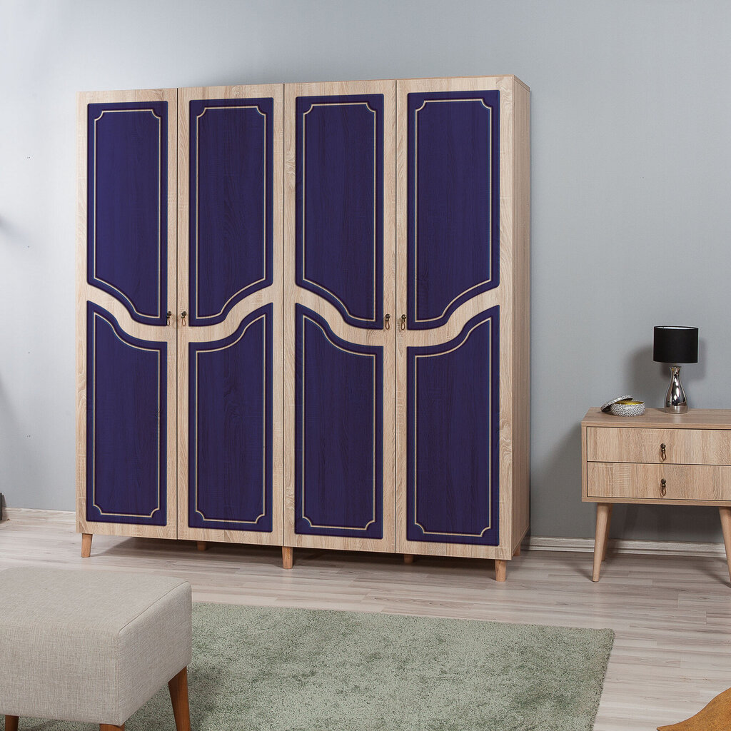 Spinta Kalune Design Wardrobe 863 (II), 180 cm, ąžuolo spalvos/tamsiai mėlyna kaina ir informacija | Spintos | pigu.lt