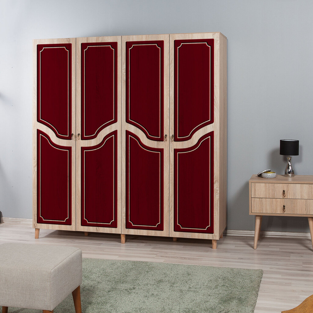 Spinta Kalune Design Wardrobe 863 (II), 180 cm, ąžuolo spalvos/raudona kaina ir informacija | Spintos | pigu.lt