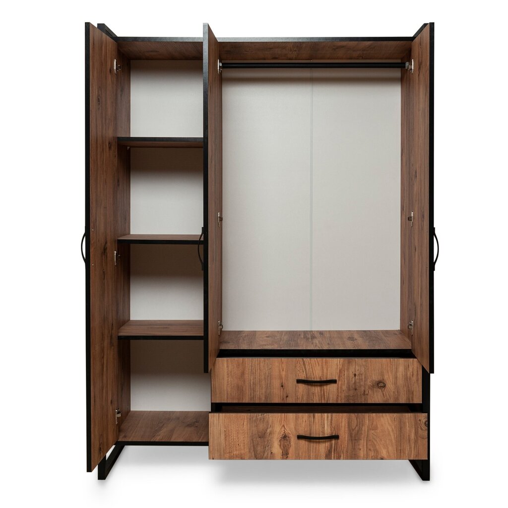 Spinta Kalune Design Wardrobe 570, 135 cm, šviesiai ruda/juoda kaina ir informacija | Spintos | pigu.lt