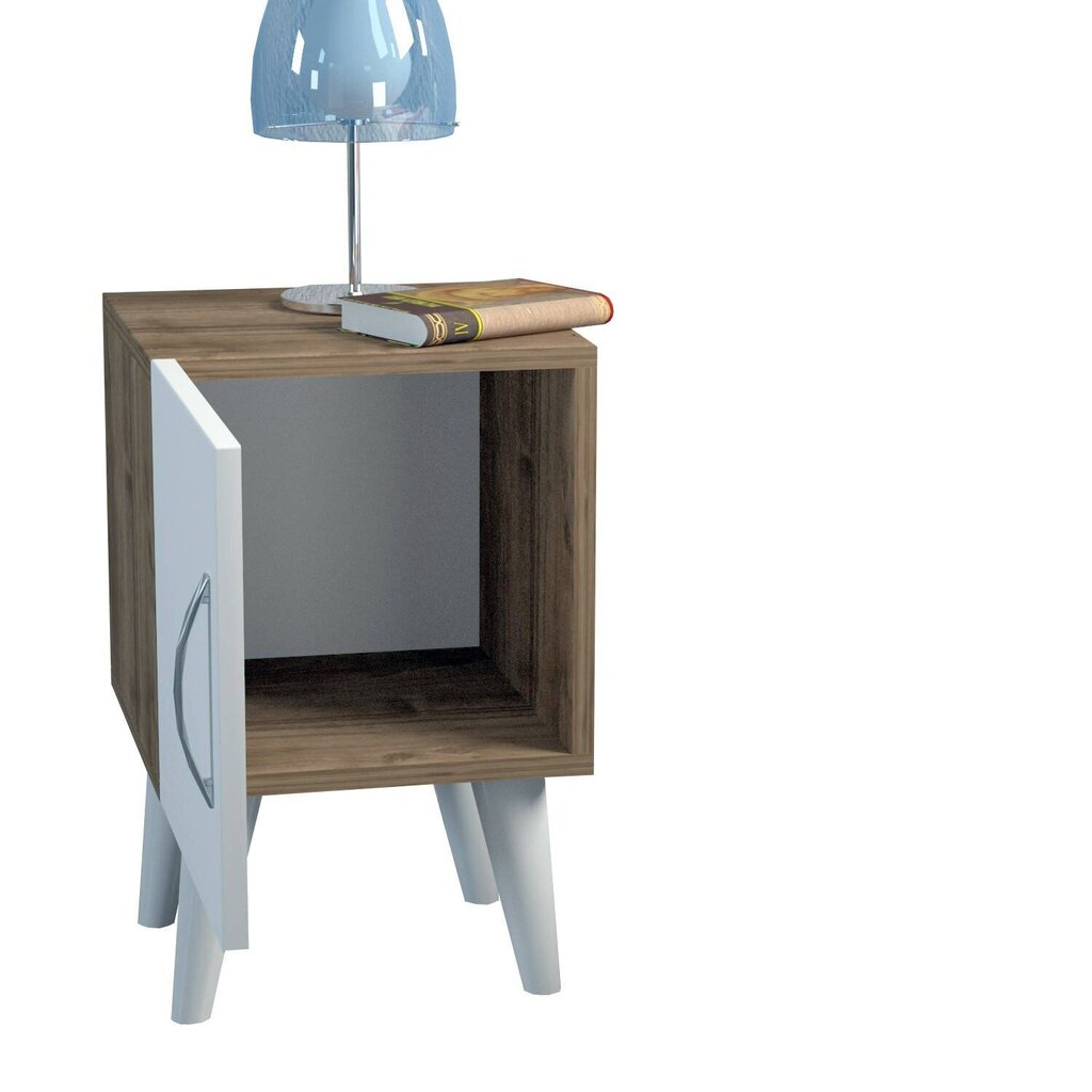 Naktinis staliukas Kalune Design 731(II), 55 cm, baltas/rudas kaina ir informacija | Spintelės prie lovos | pigu.lt