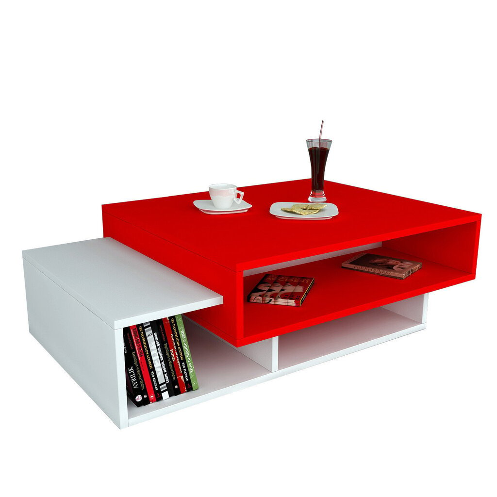 Kavos staliukas Kalune Design 731, baltas/raudonas kaina ir informacija | Kavos staliukai | pigu.lt