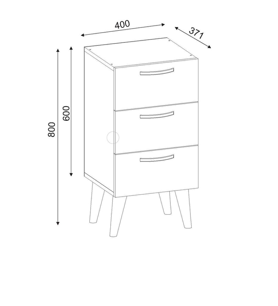 Naktinis staliukas Kalune Design 731, 80 cm, baltas/rudas kaina ir informacija | Spintelės prie lovos | pigu.lt