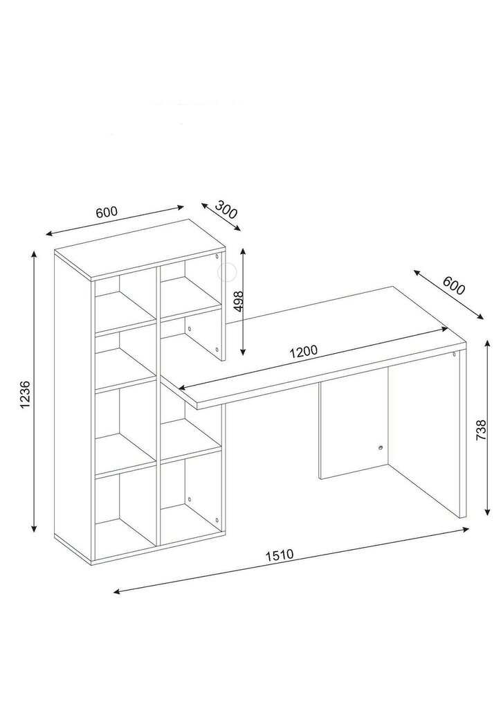 Rašomasis stalas Kalune Design 731, 123,6 cm, baltas/rudas kaina ir informacija | Kompiuteriniai, rašomieji stalai | pigu.lt