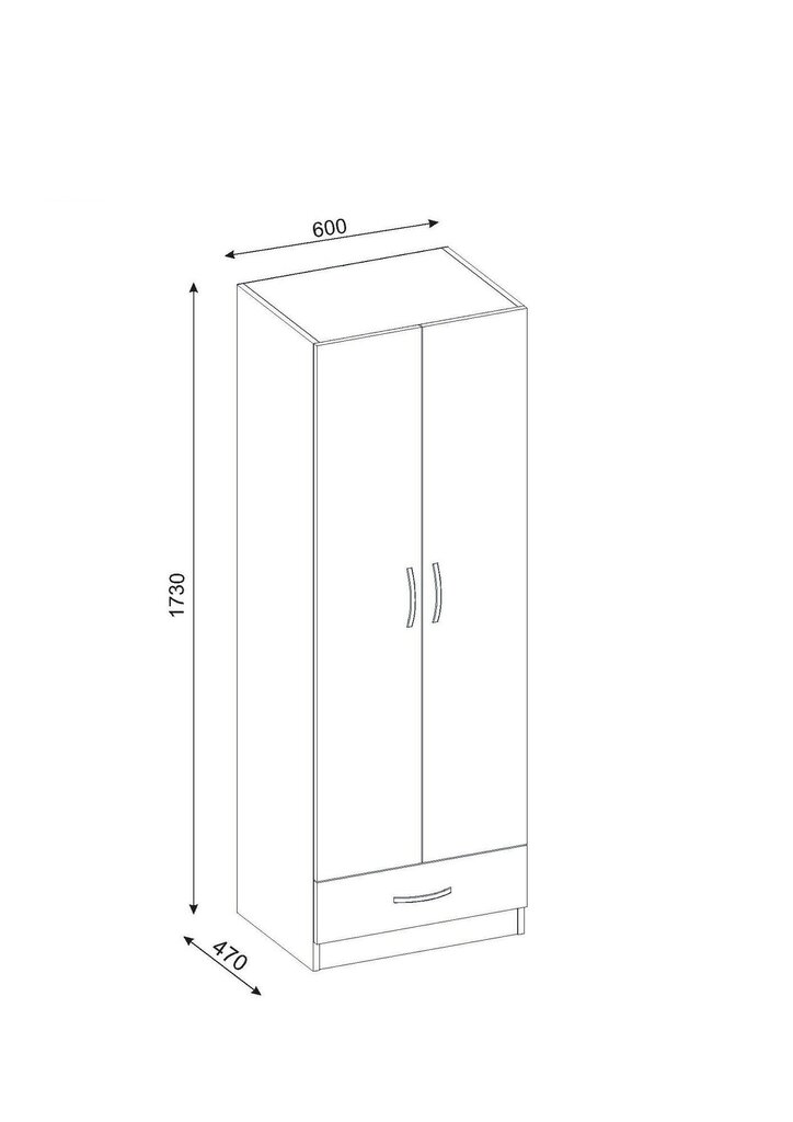 Spinta Kalune Design Wardrobe 731, 60 cm, balta цена и информация | Spintos | pigu.lt